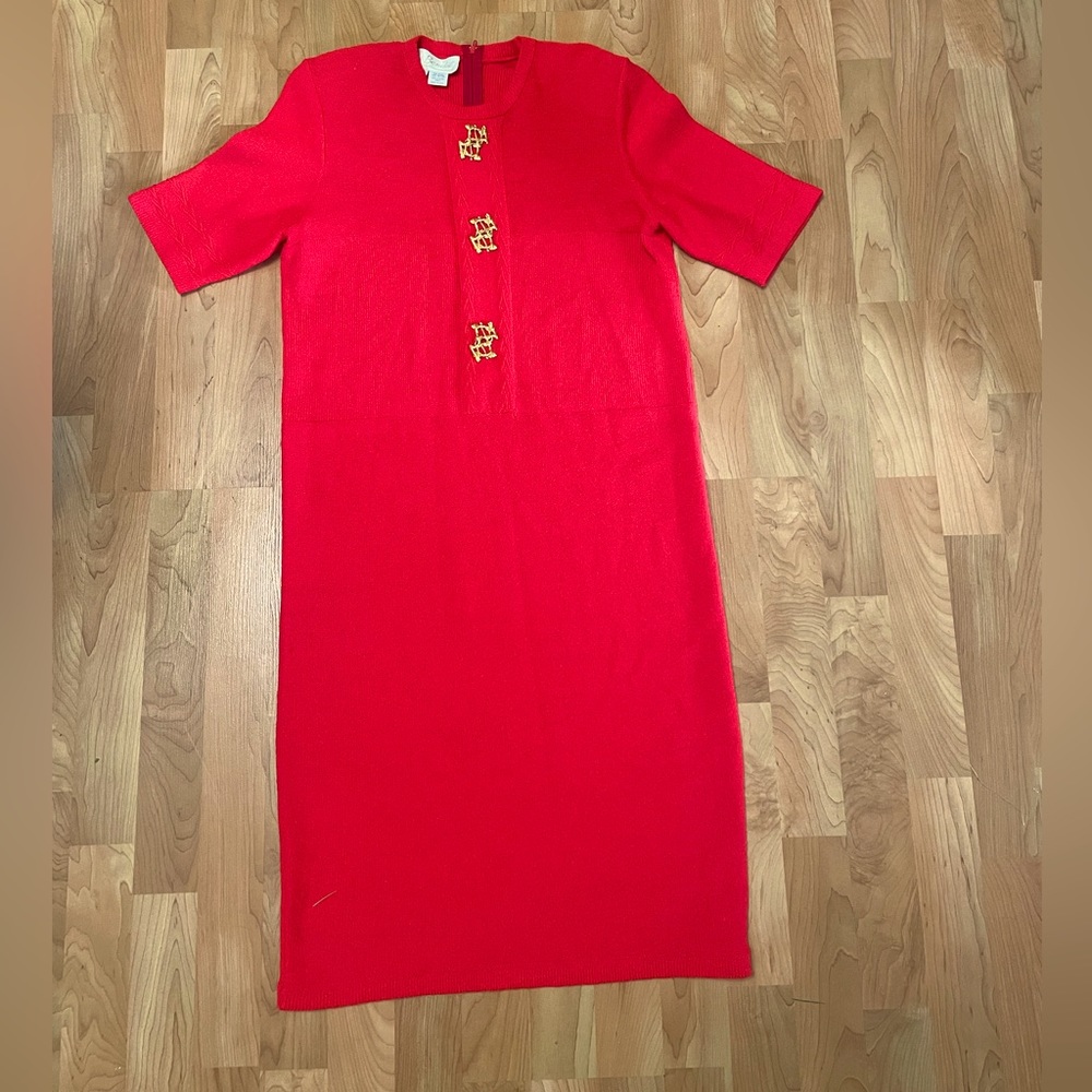 Vintage Aya Bendat Wool Knit Red Dress - Size 10